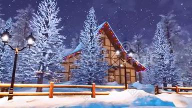 雪夜高山木材房